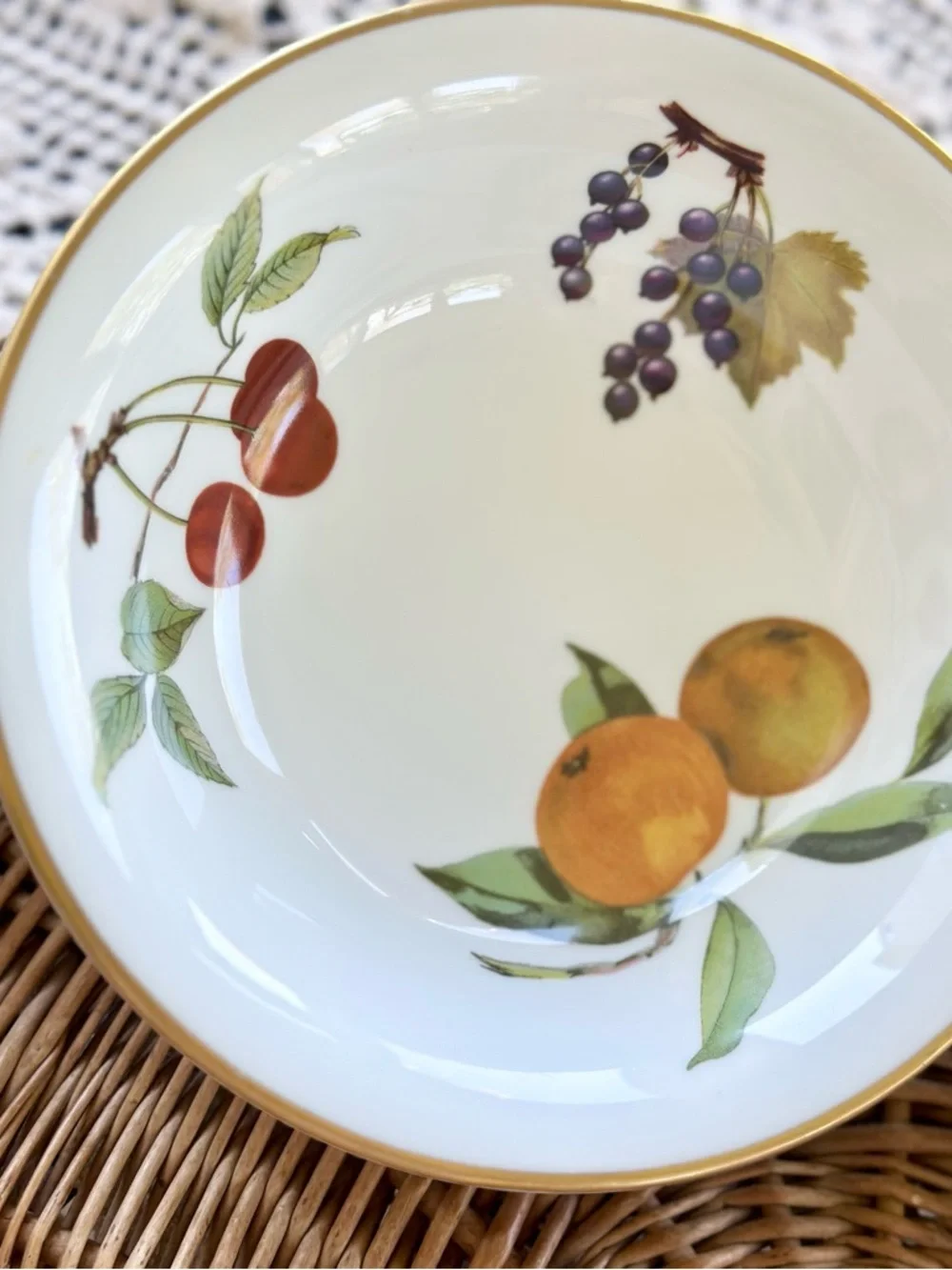 2 Vintage Royal Worcester Evesham Oranges Cereal Bowls Set England Gold Trim